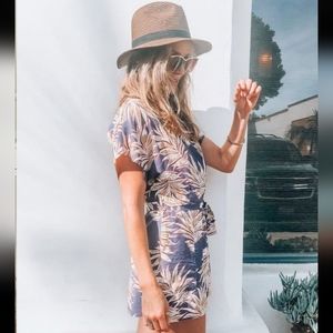 LUSH Purple Palm Wrap Romper